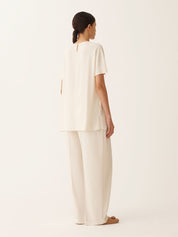 Crepe de chine short sleeve top