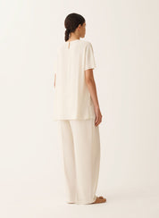 Crepe de chine short sleeve top