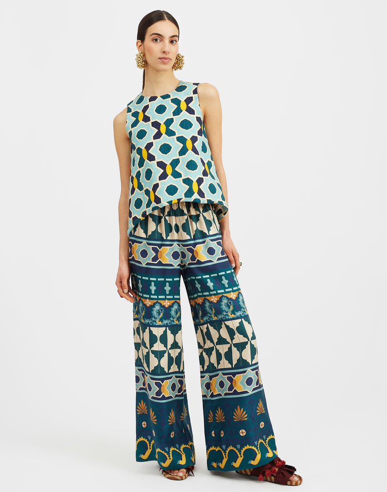 PALAZZO PANTS SILK TWILL CASAREALE PLACÉE