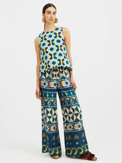 Palazzo pants silk twill casareale placée