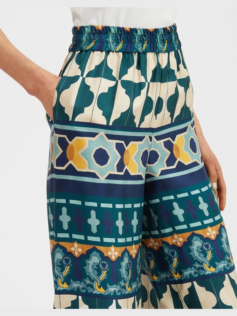 Palazzo pants silk twill casareale placée