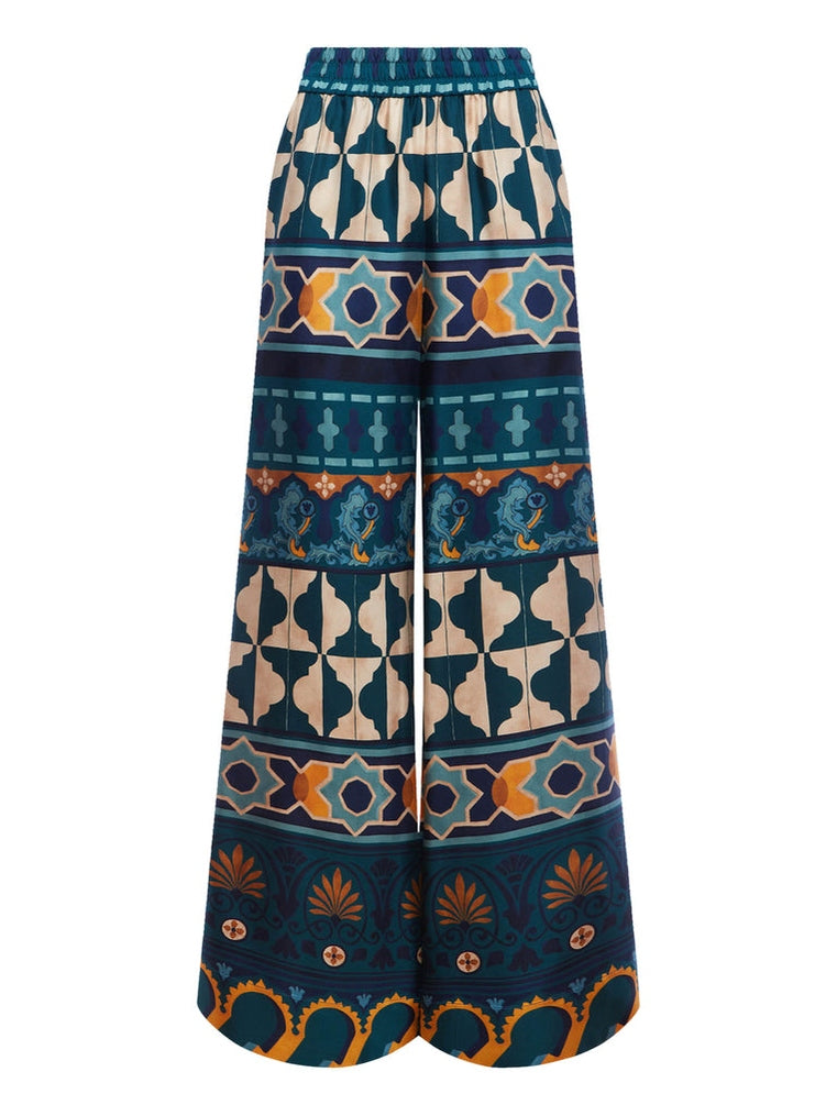 Palazzo pants silk twill casareale placée