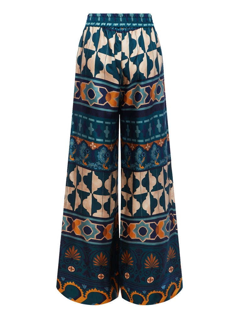 Palazzo pants silk twill casareale placée