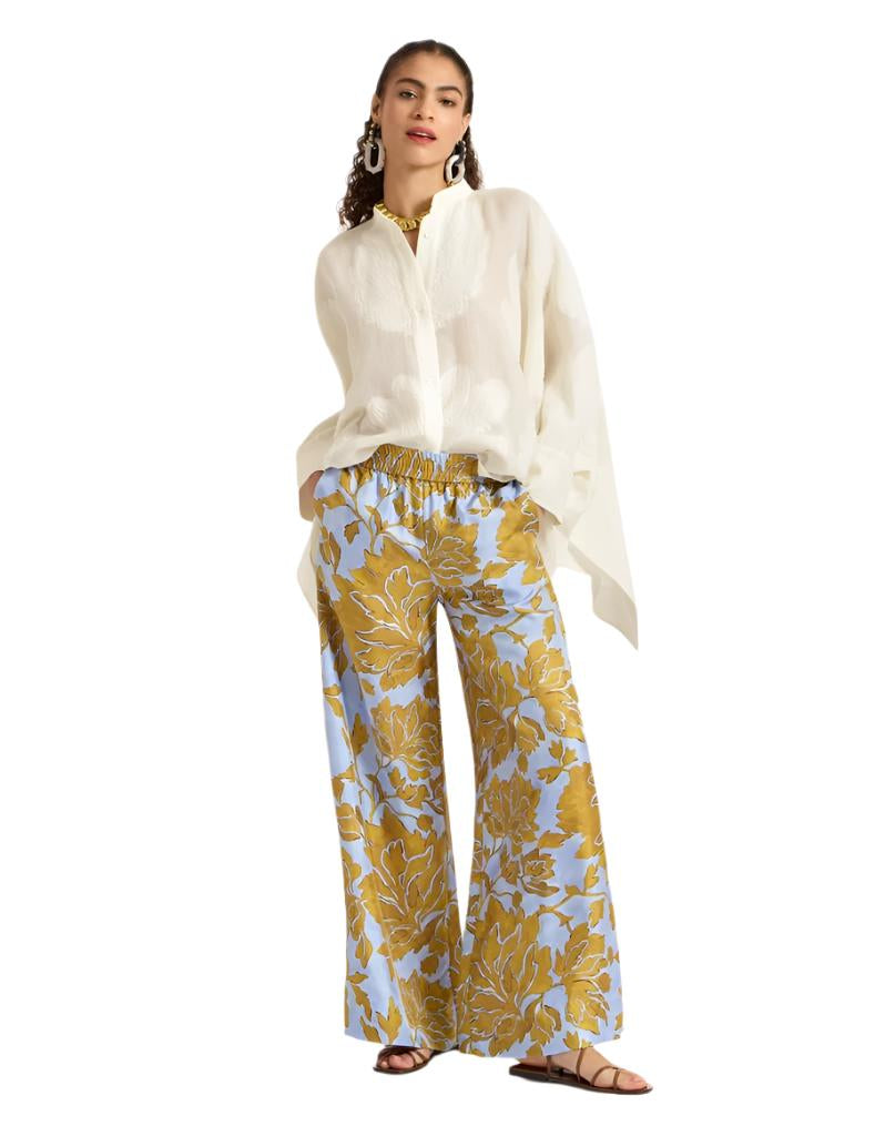 Palazzo Pants Tangle Light Blue in Silk Twill