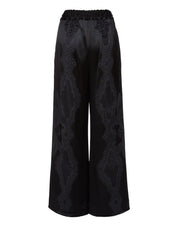 Palazzo Pants Portal Laser Black in Viscose Satin Stretch