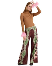 Palazzo Pants Portal Placée Brown in Silk Twill