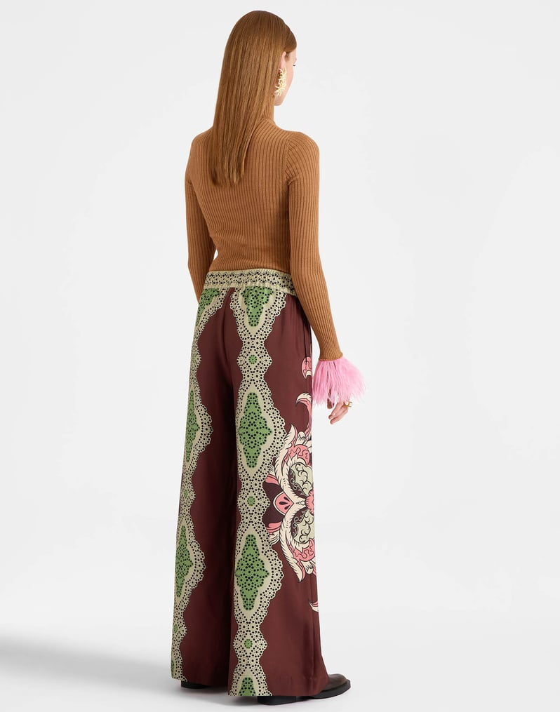 Palazzo Pants Portal Placée Brown in Silk Twill