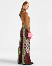 Palazzo Pants Portal Placée Brown in Silk Twill