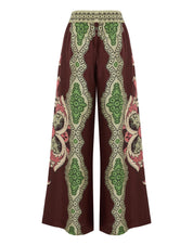 Palazzo Pants Portal Placée Brown in Silk Twill