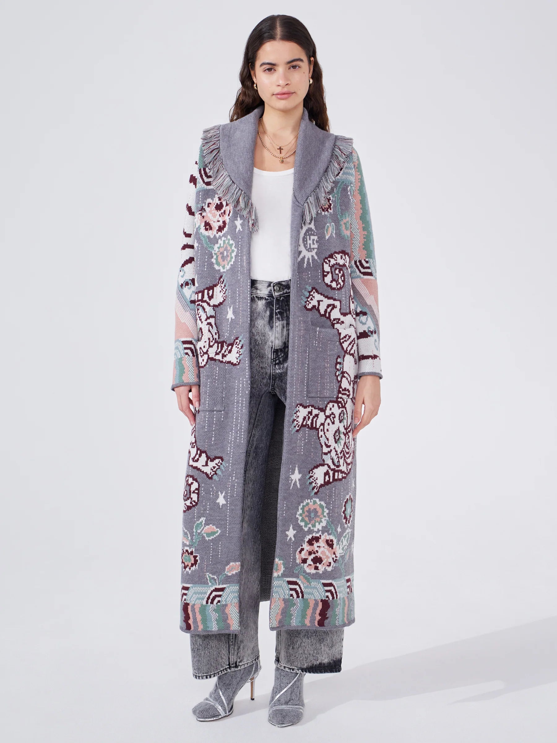 MERINO JACQUARD LONG CARDIGAN