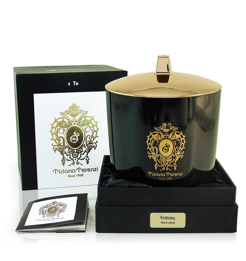 Tt Black Maxi Glass  Camino With Lid, And Gold Decoration,