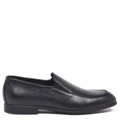Black tumbled leather slip-on shoe