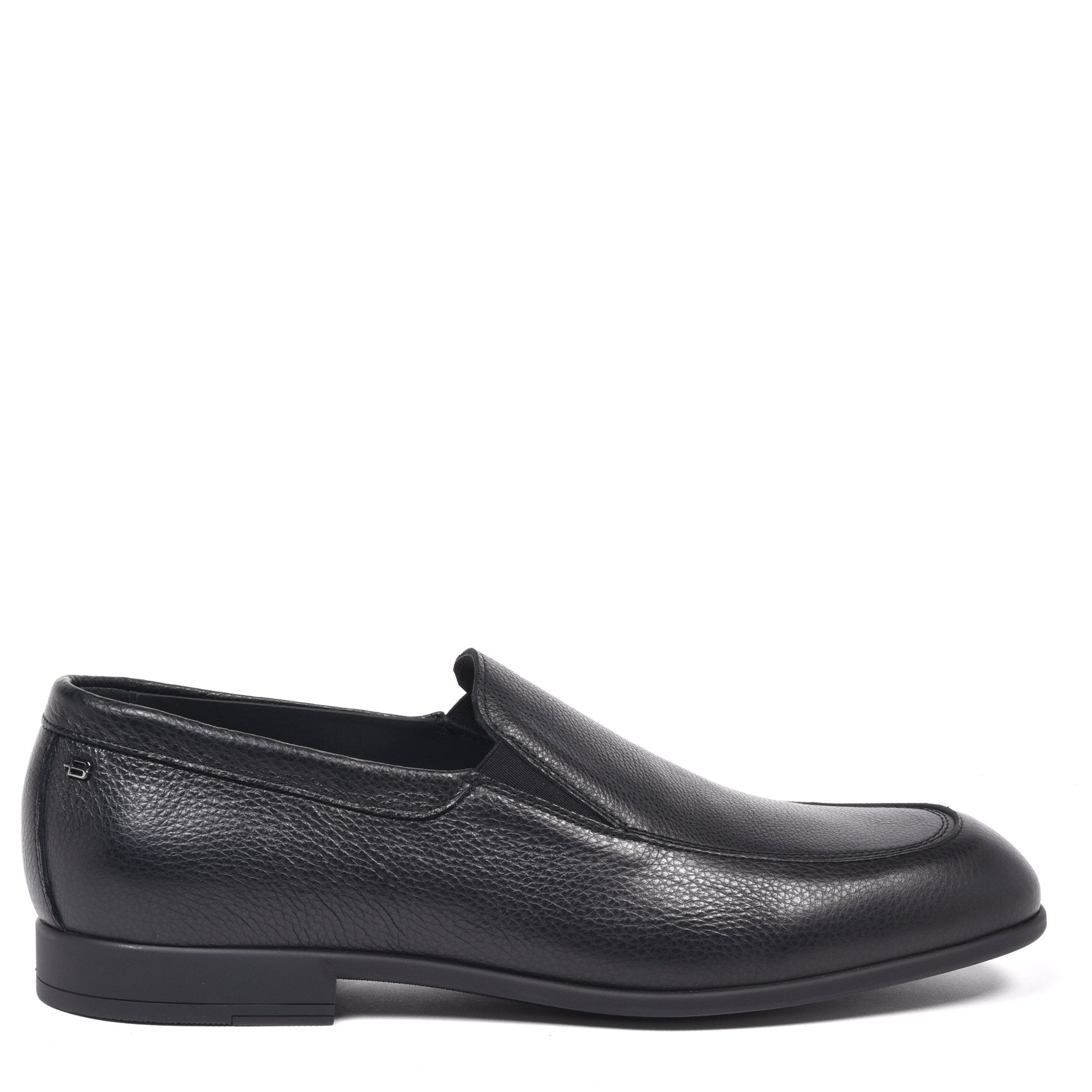 Black tumbled leather slip-on shoe