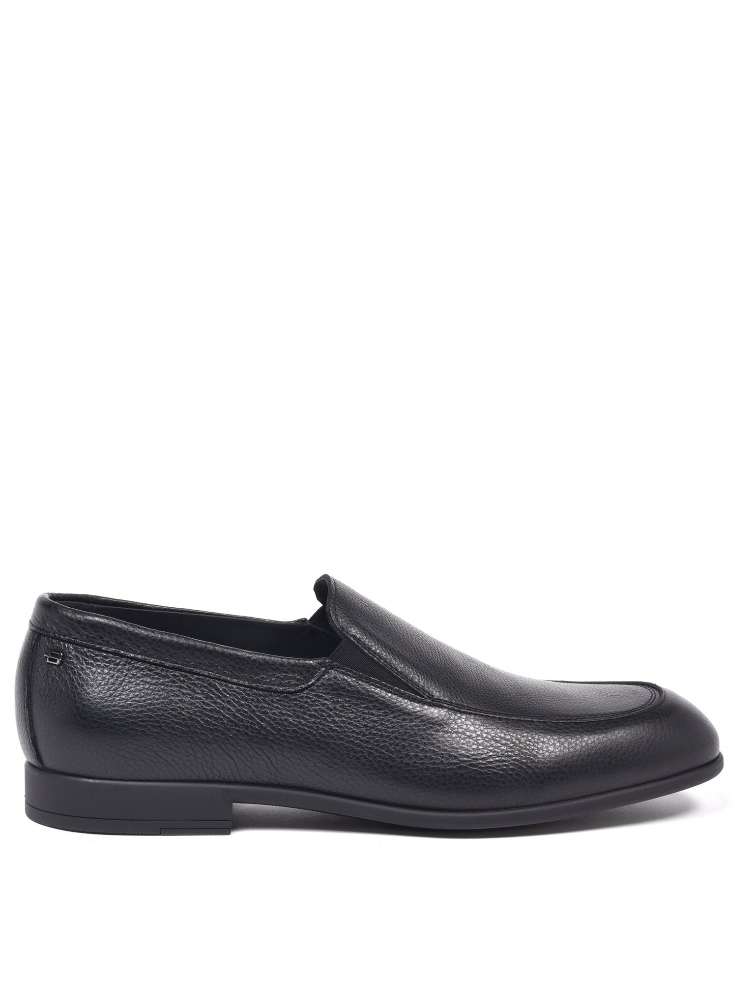 Black tumbled leather slip-on shoe
