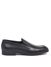 Black tumbled leather slip-on shoe