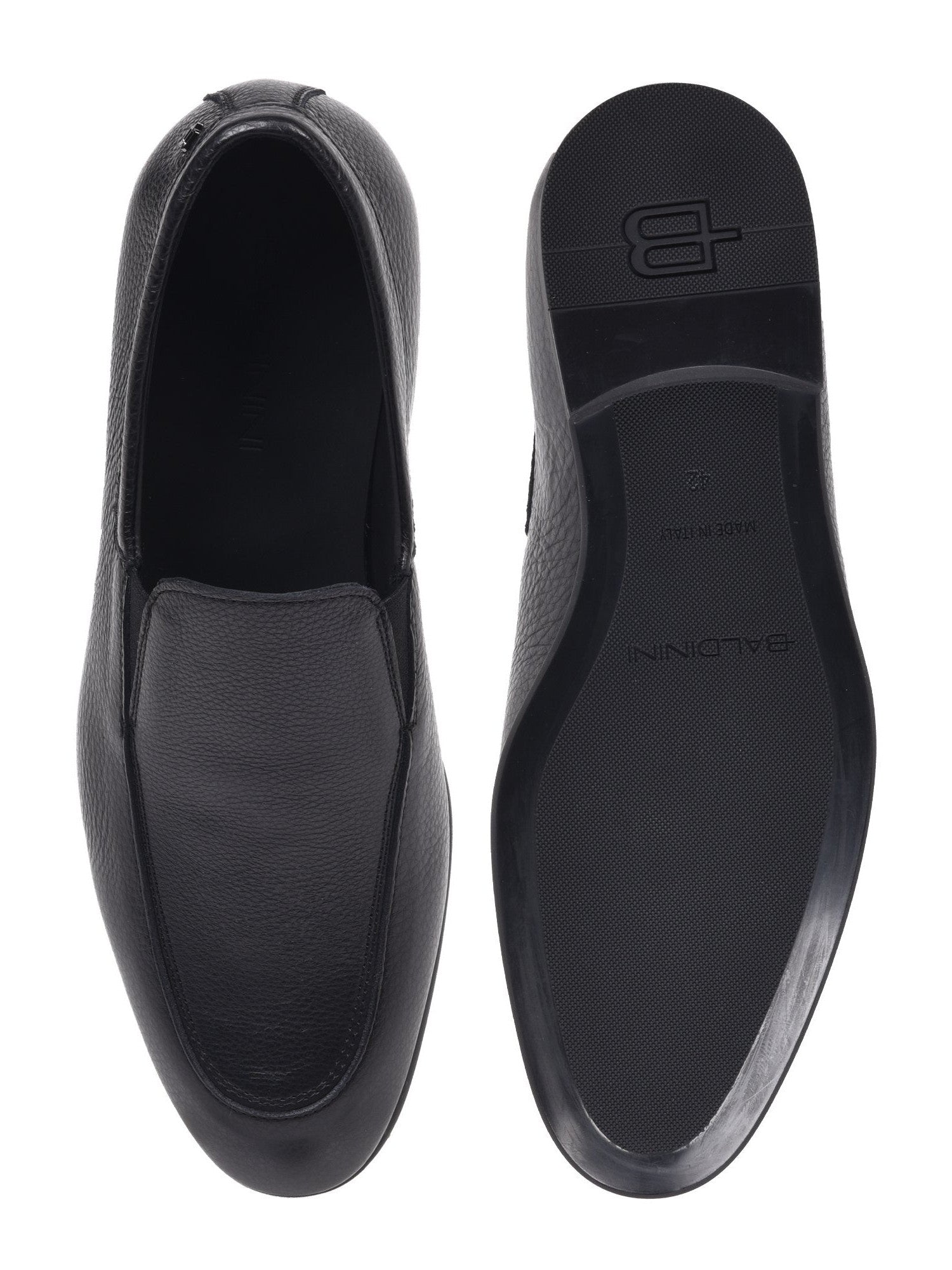 Black tumbled leather slip-on shoe