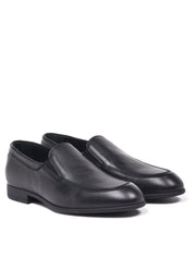 Black tumbled leather slip-on shoe