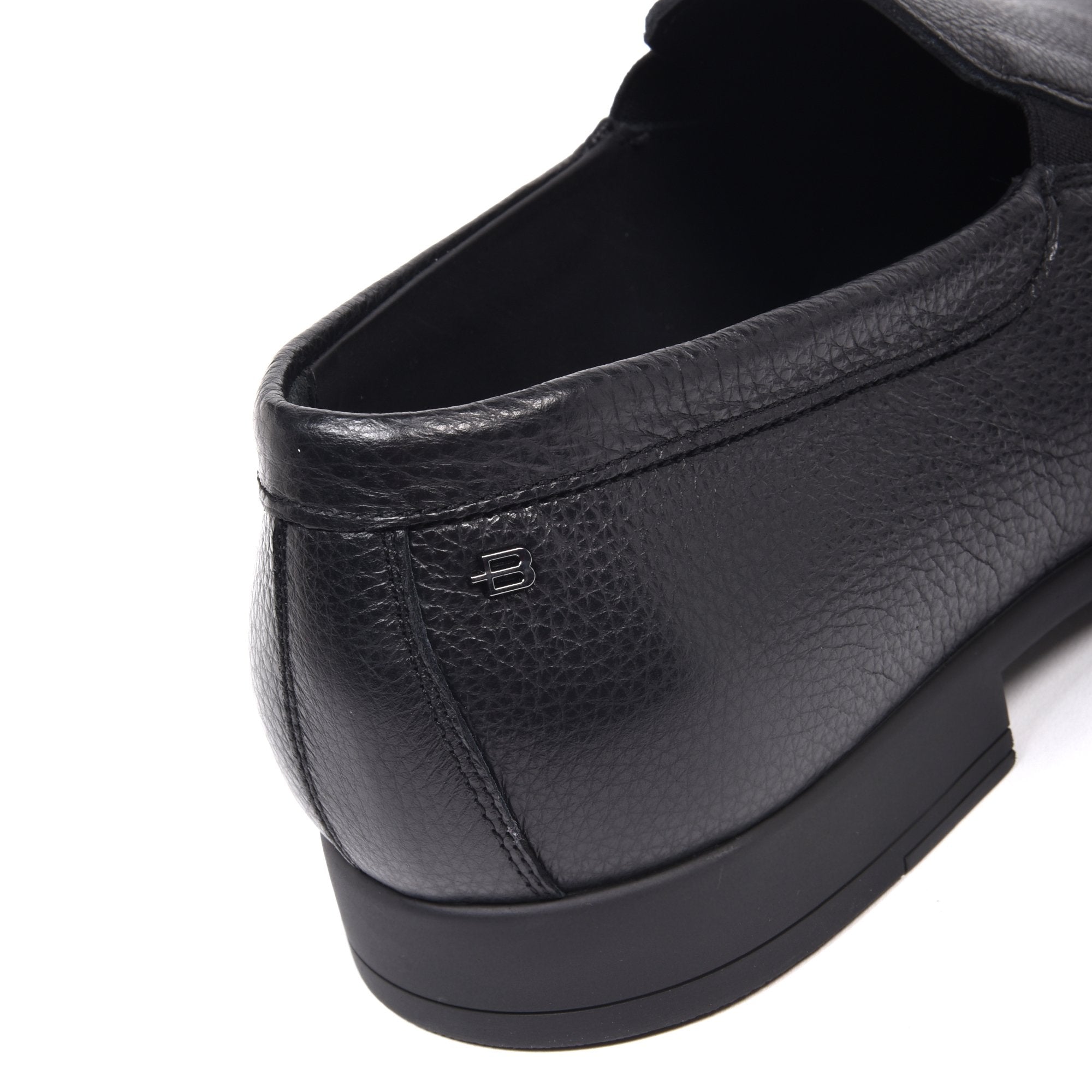 Black tumbled leather slip-on shoe