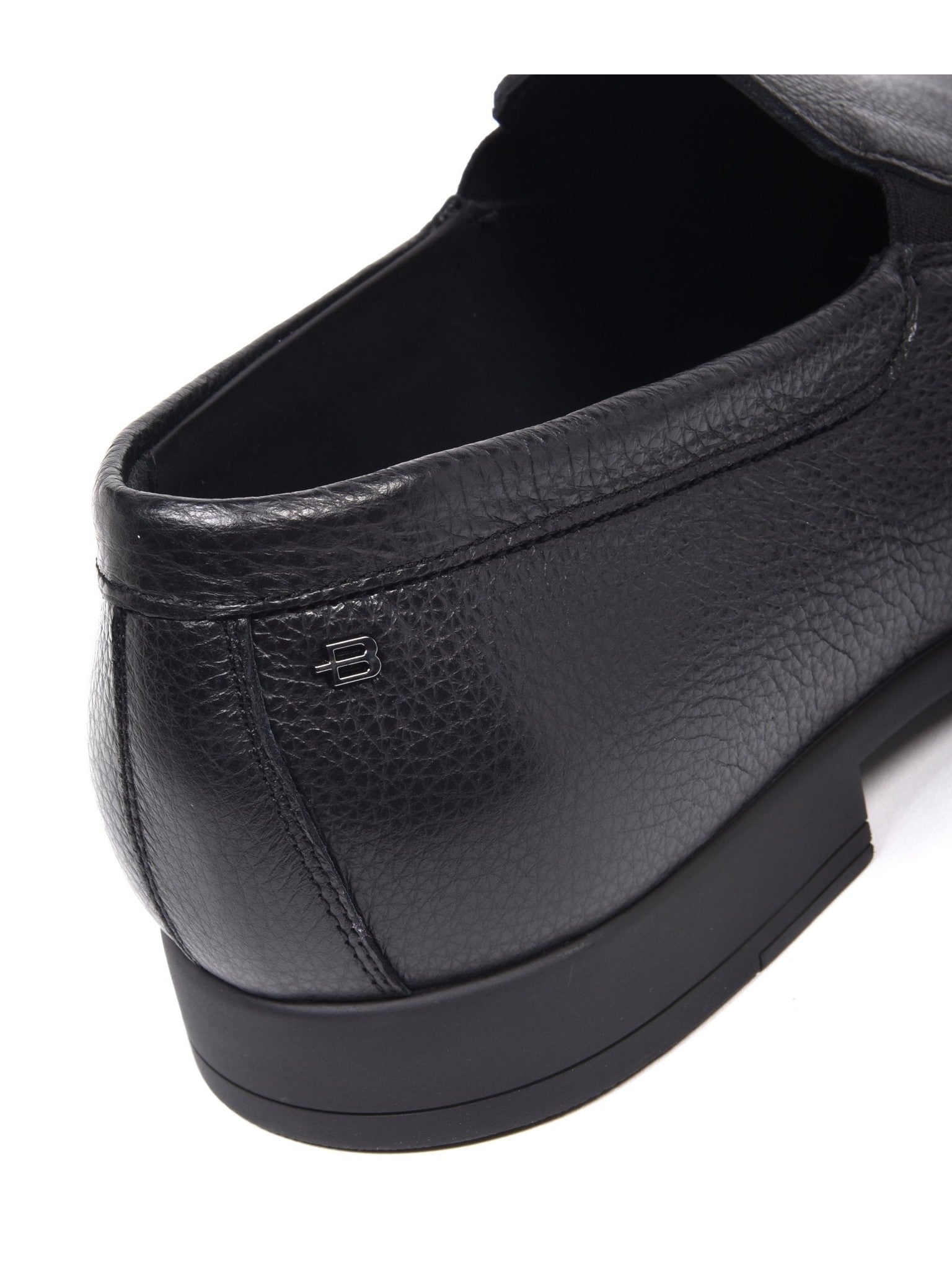 Black tumbled leather slip-on shoe