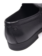 Black tumbled leather slip-on shoe