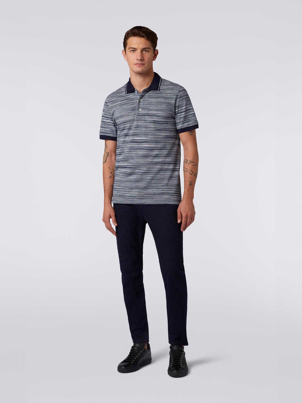 Slub cotton polo shirt with plain details