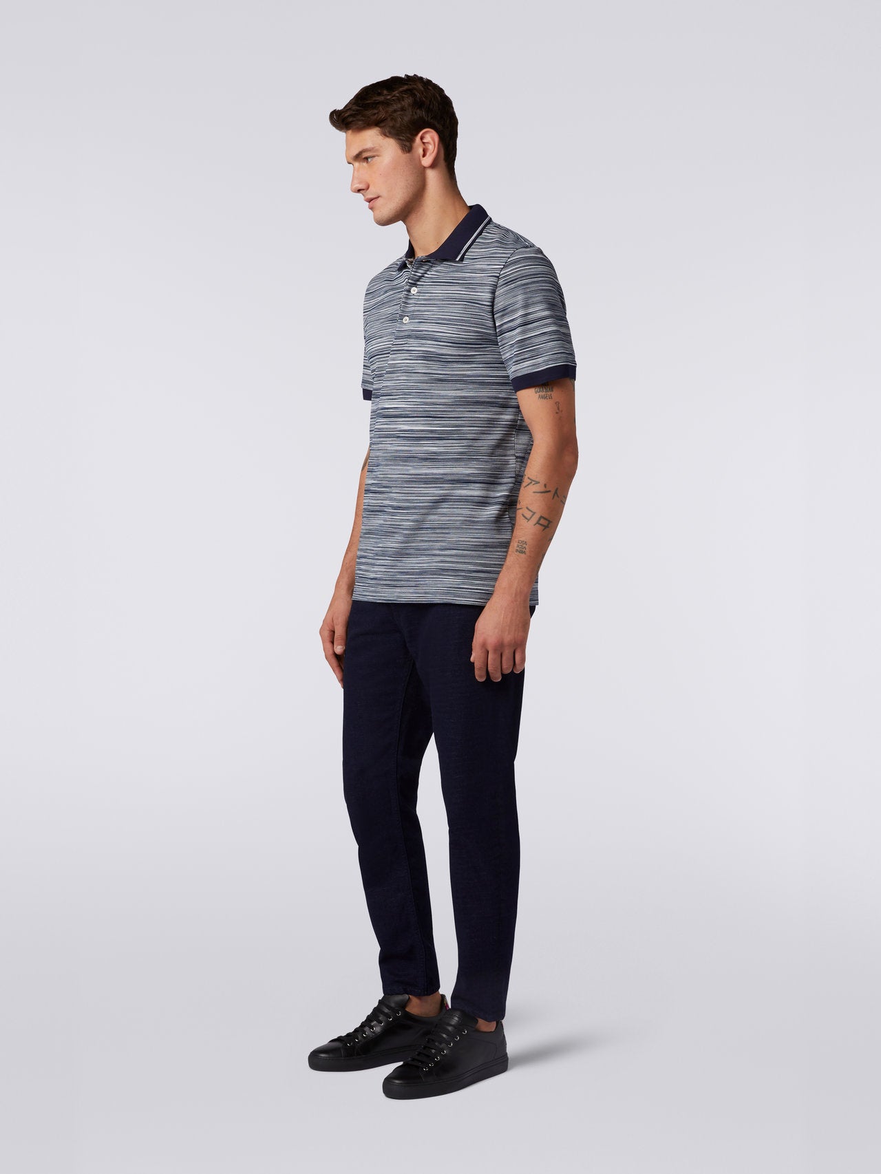 Slub cotton polo shirt with plain details