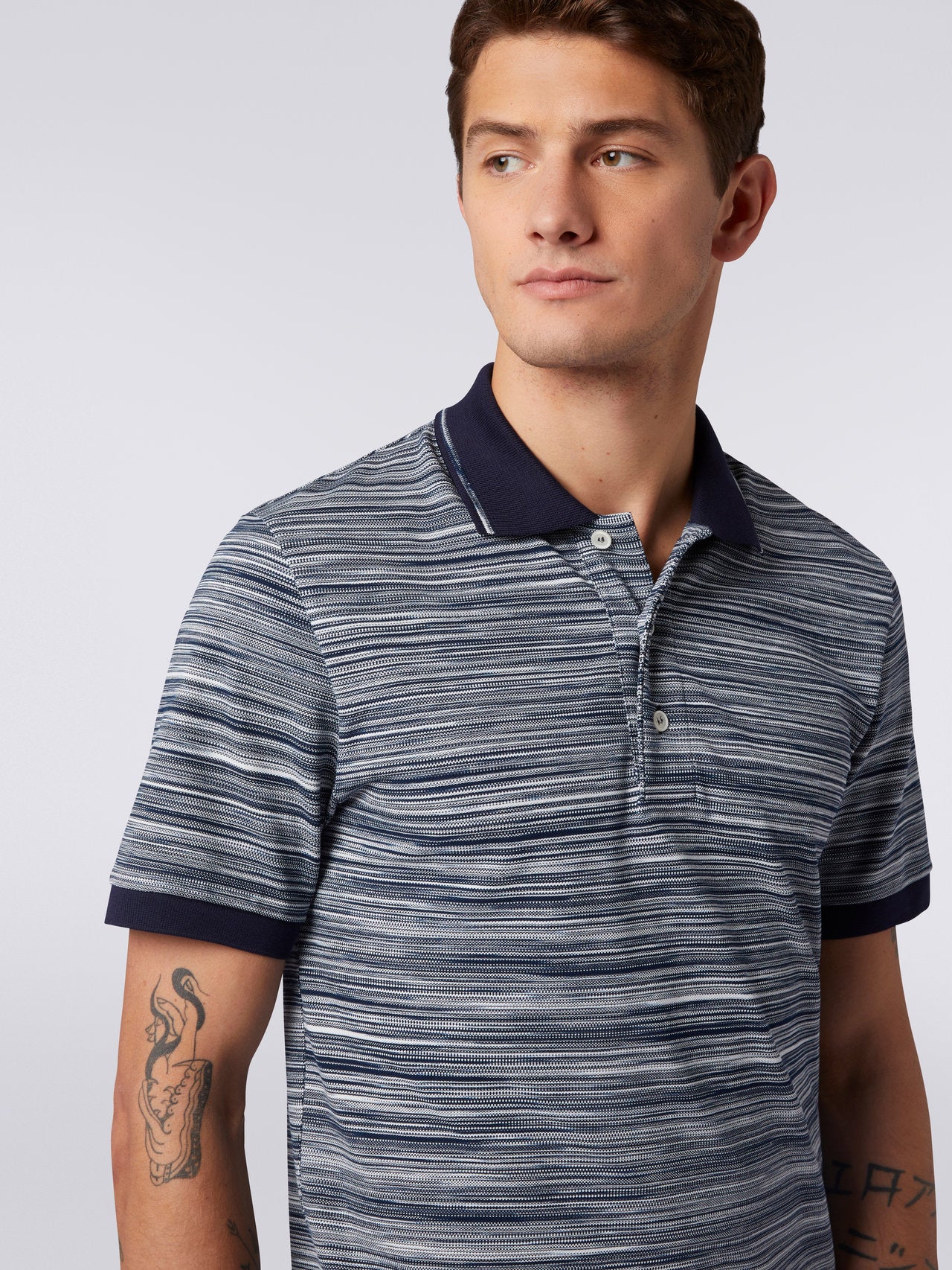Slub cotton polo shirt with plain details