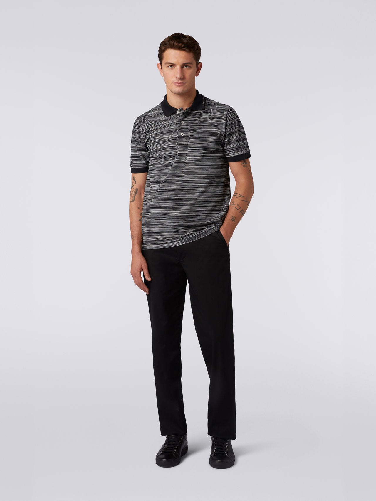 Slub cotton polo shirt with plain details