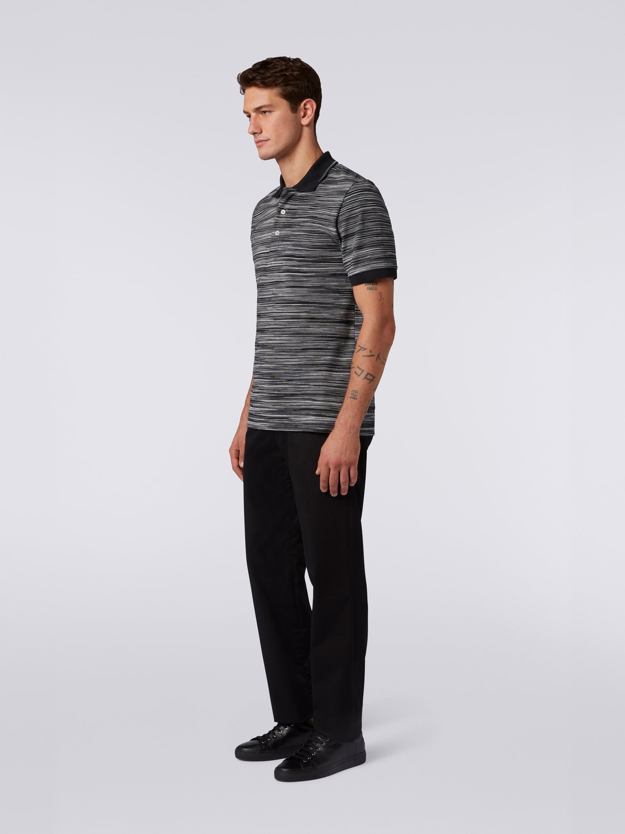 Slub cotton polo shirt with plain details