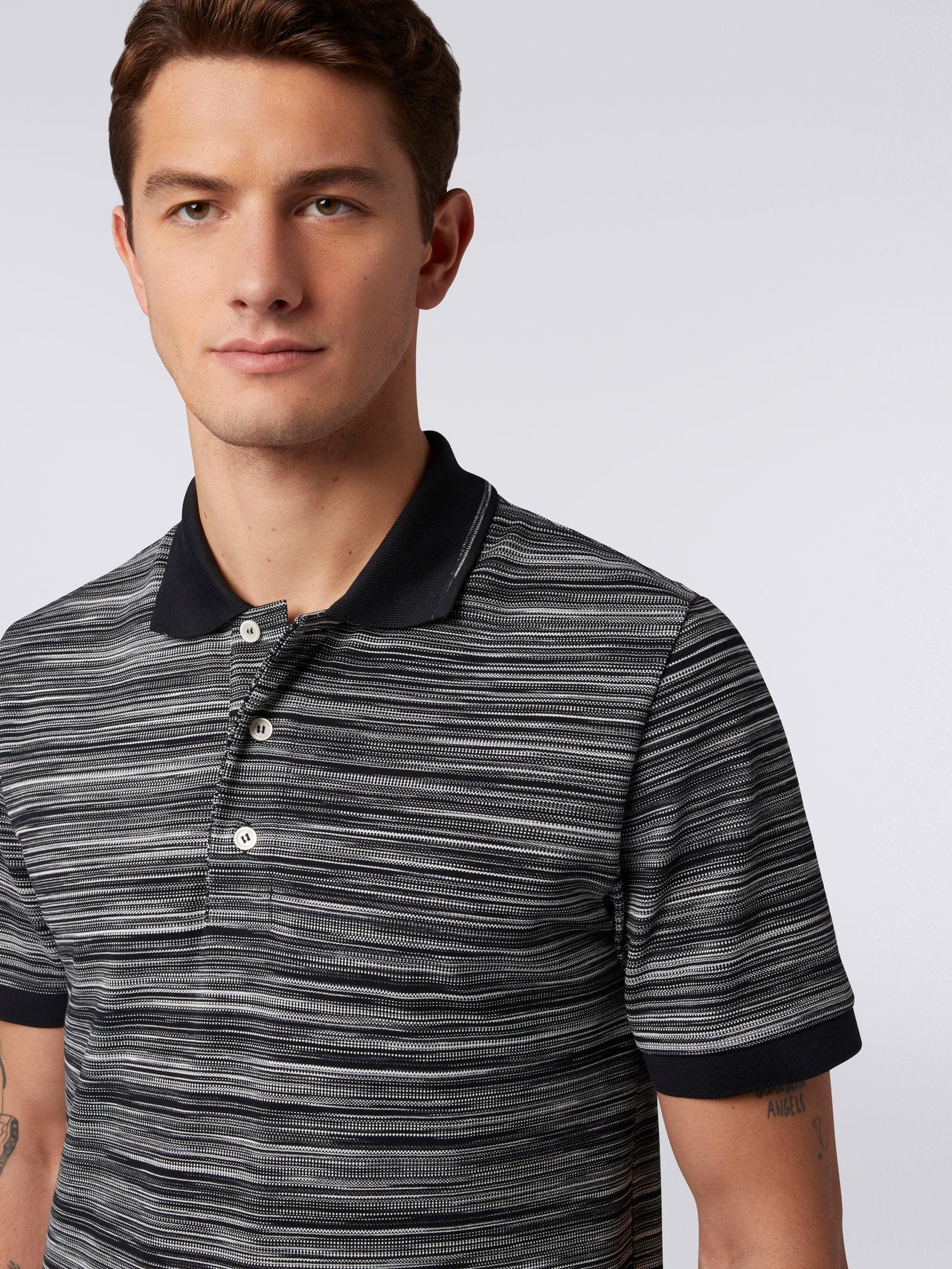 Slub cotton polo shirt with plain details