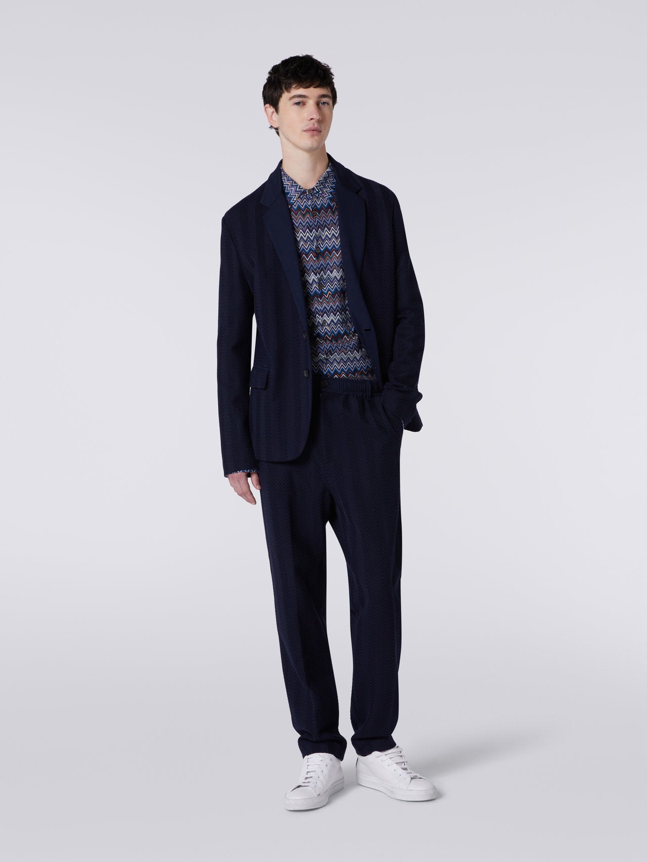 Cotton and viscose chevron jacket