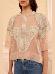 Tess crochet & tulle top
