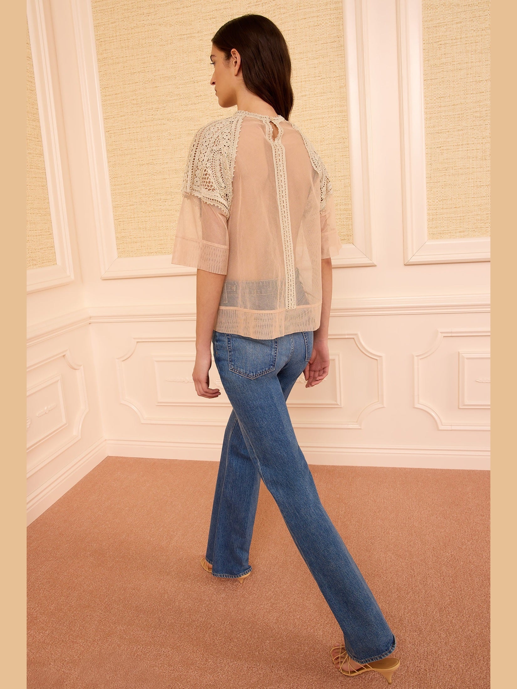 Tess crochet & tulle top