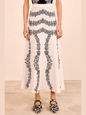 Valencia jacquard midi skirt - Ivory