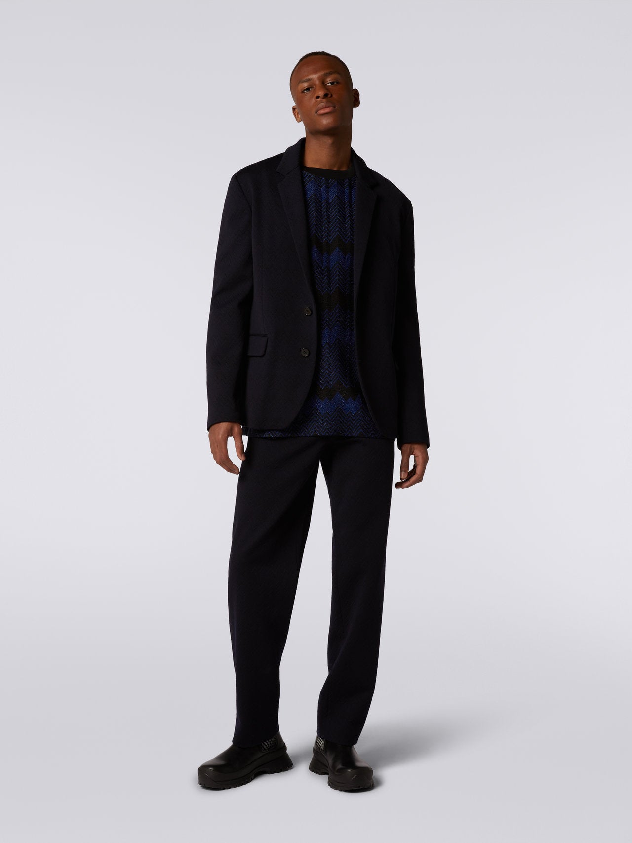 Wool blend jacket with chevron pattern