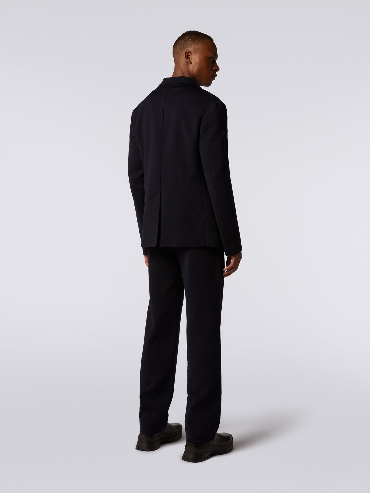 Wool blend jacket with chevron pattern