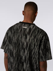 Slub cotton and viscose T-shirt