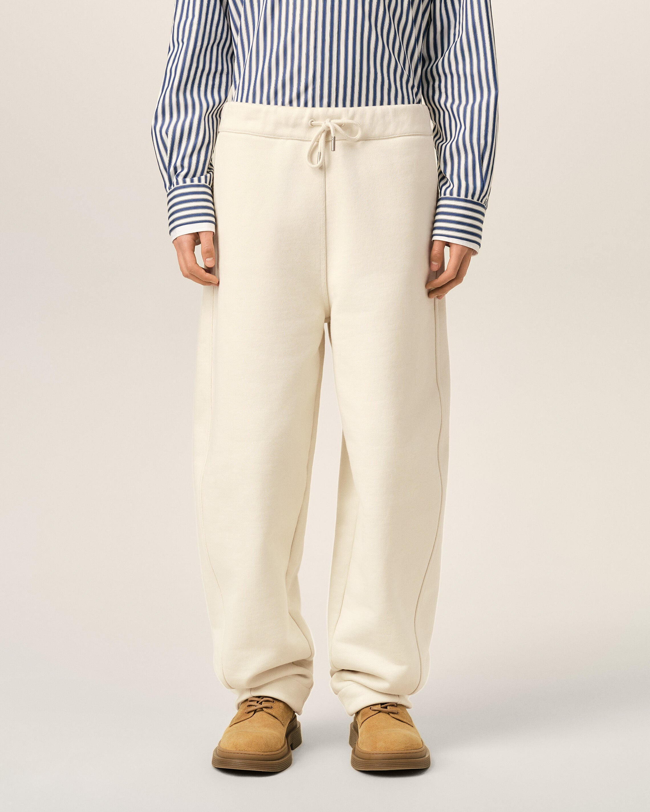 White cotton track pants with heritage Ami Paris label