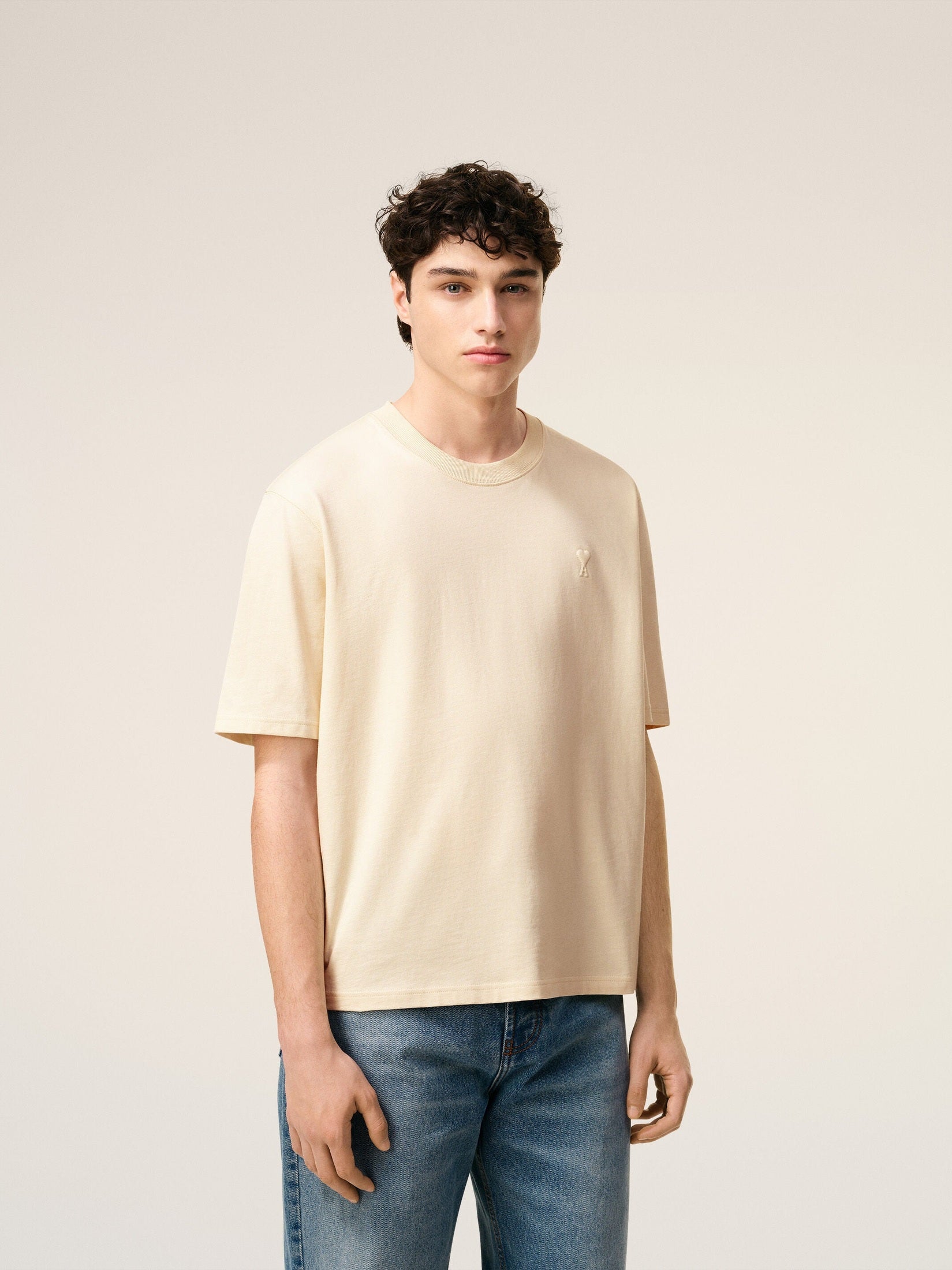Tshirt with tonal embossed ami de coeur
