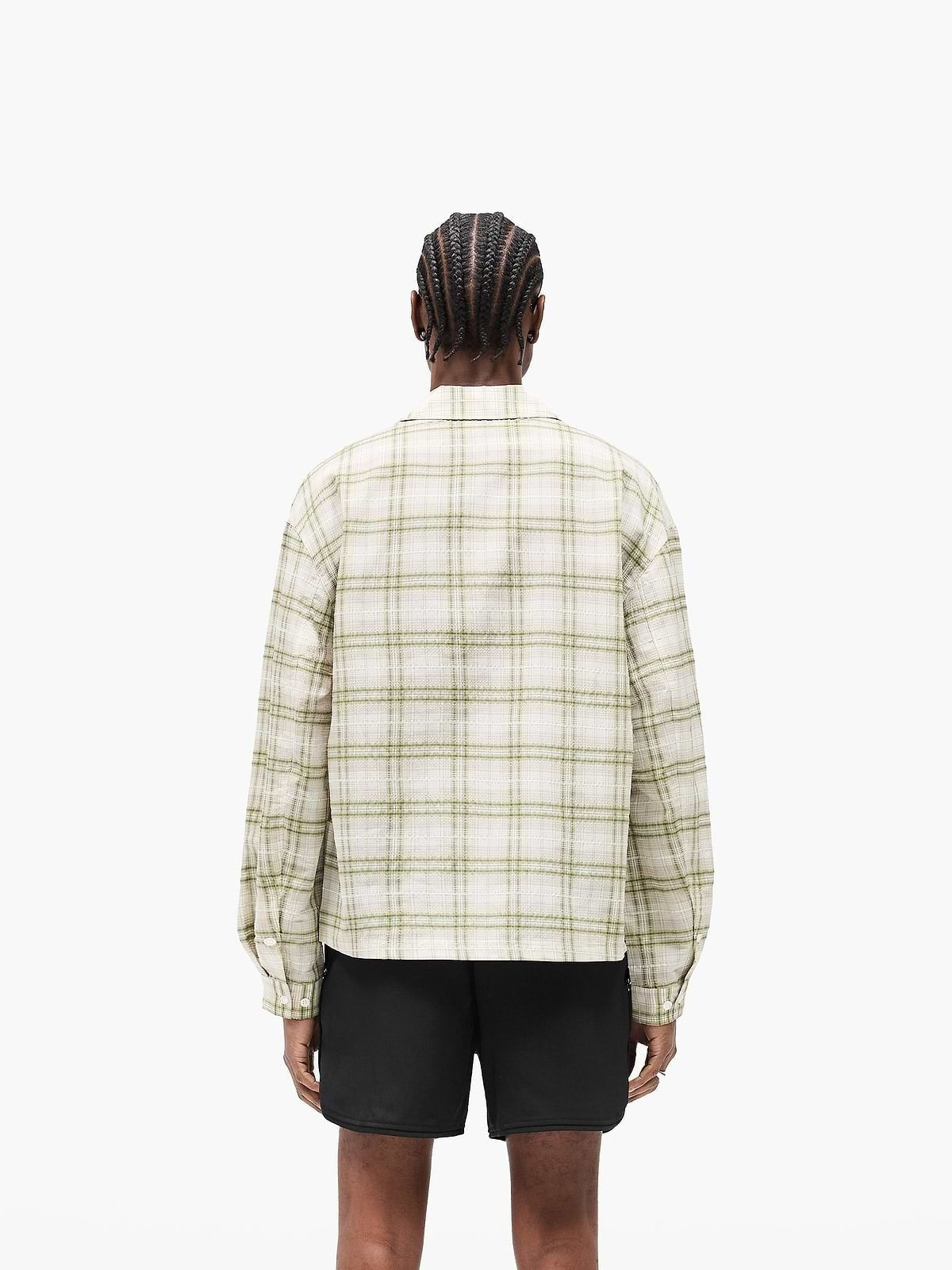 Sheer long sleeve flannel shirt