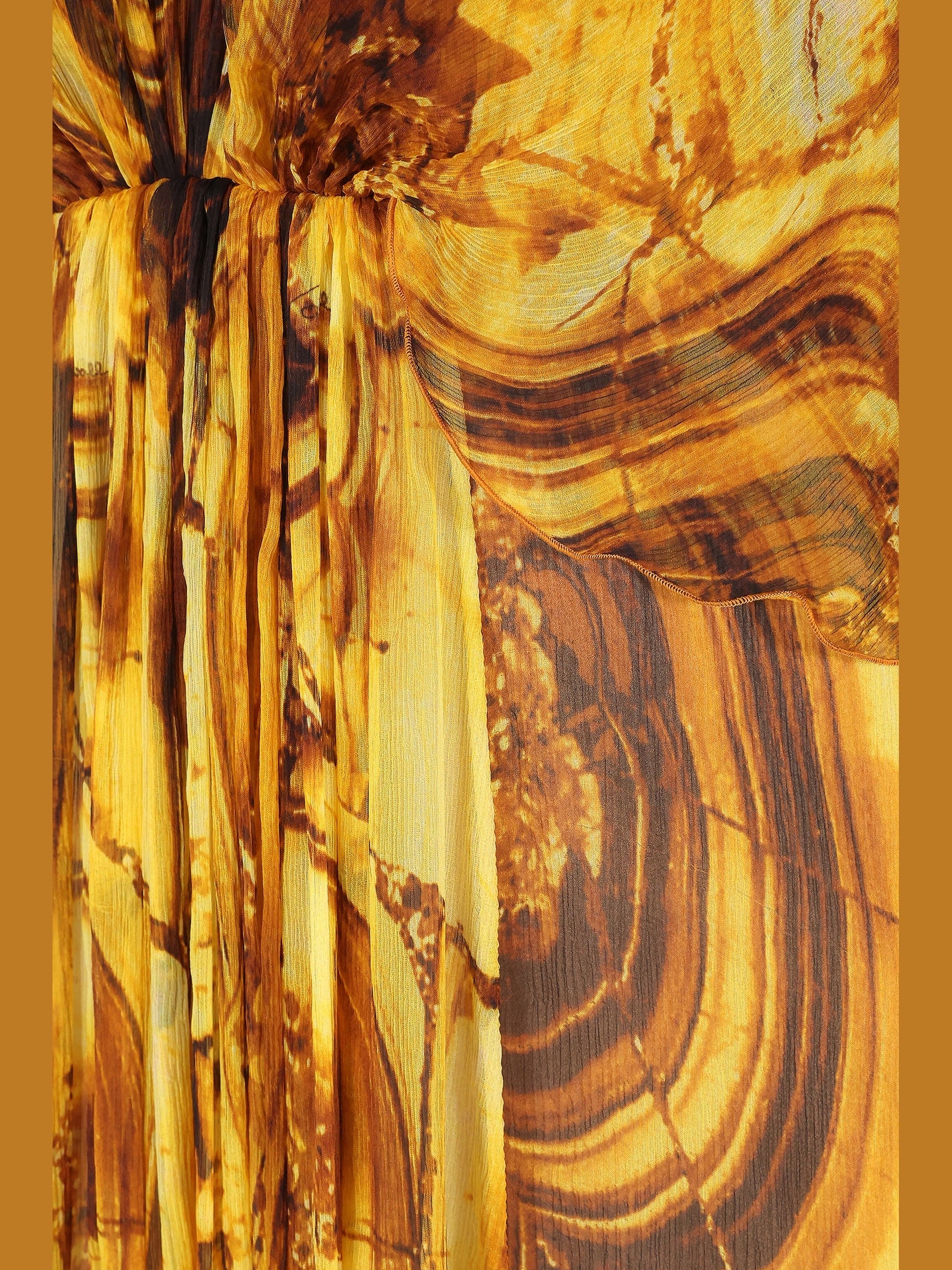 Silk caftan dress with amber print