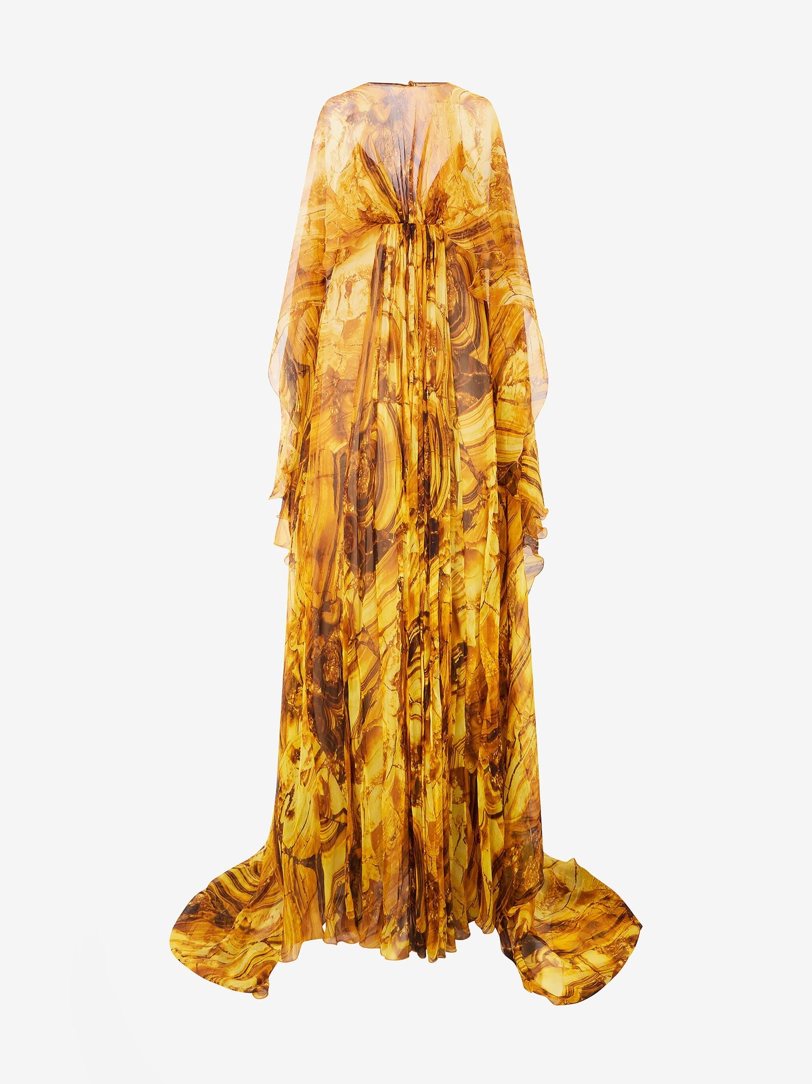 Silk caftan dress with amber print