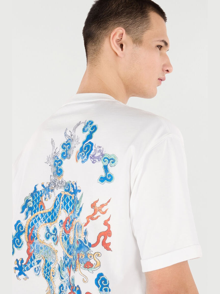 Cotton t-shirt with dragon and logo