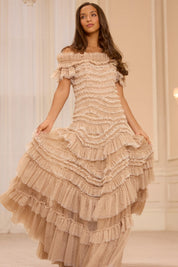 Wild rose off-shoulder gown