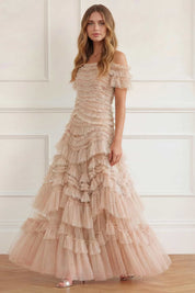 Wild rose off-shoulder gown