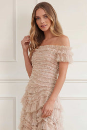 Wild rose off-shoulder gown