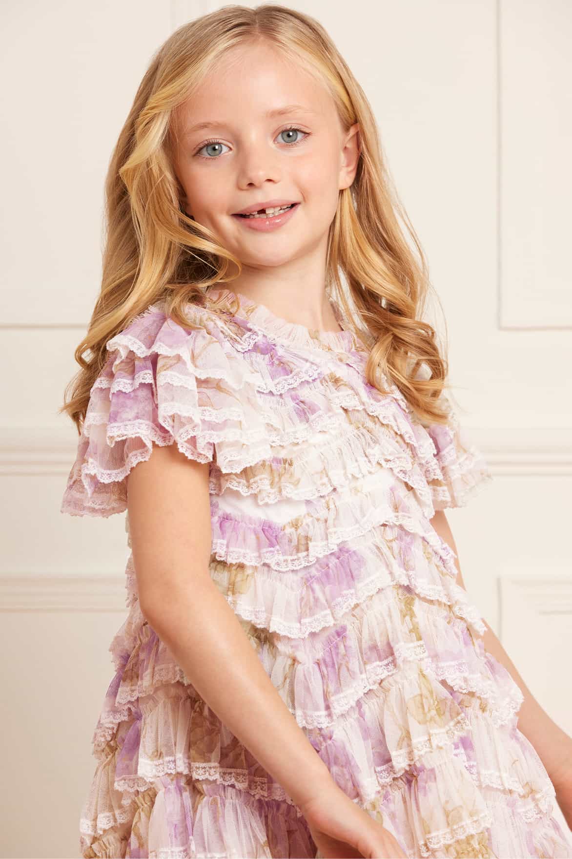 WISTERIA RUFFLE LACE KIDS DRESS