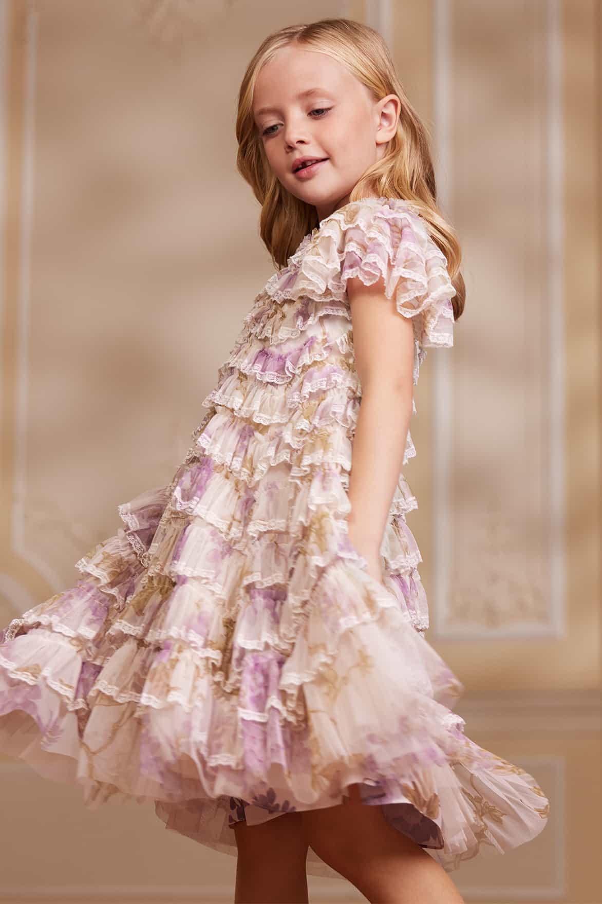 WISTERIA RUFFLE LACE KIDS DRESS