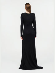 Draped long dress with snake detail