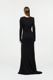 DRAPED LONG DRESS WITH SNAKE DETAIL